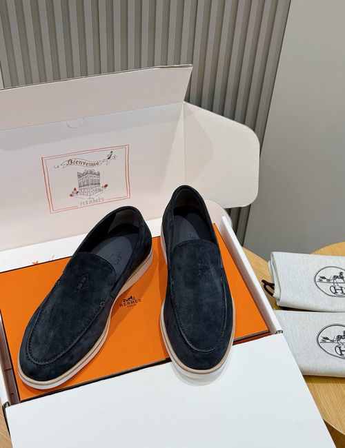 Hermes Job Suede Goat Leather Loafers