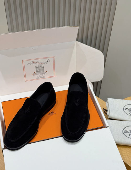 Hermes Job Suede Goat Leather Loafers