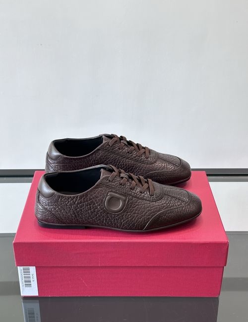 Ferragamo Low-top Casual Leather Shoes Rubber Sole
