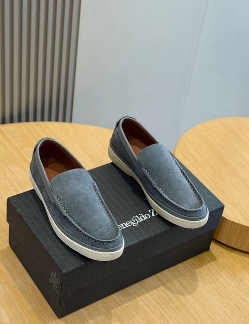 Zegna Polished Calfskin Suede Loafers