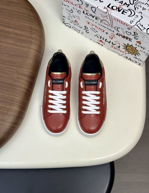 Dolce & Gabbana DG Portofino Calfskin Sneakers With DG Logo