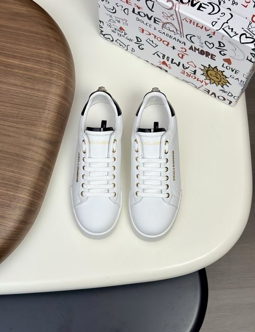 Dolce & Gabbana DG Portofino Calfskin Sneakers With DG Logo