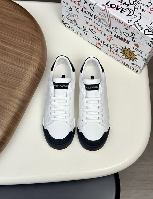 Dolce & Gabbana DG Portofino Calfskin Sneakers With DG Logo