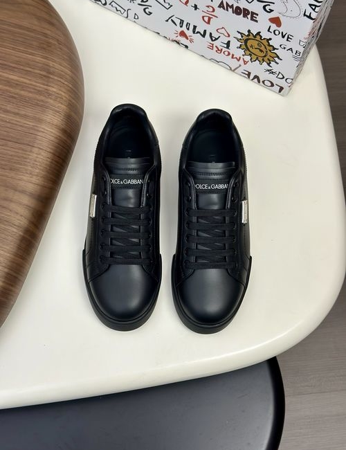 Dolce & Gabbana DG Portofino Calfskin Sneakers With DG Logo