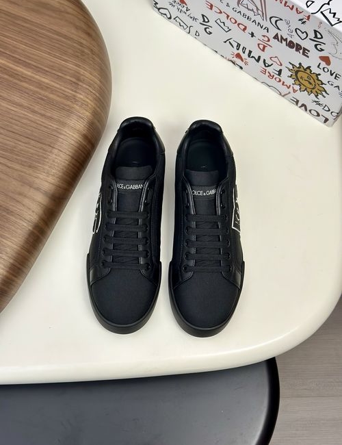 Dolce & Gabbana DG Portofino Calfskin Sneakers With DG Logo