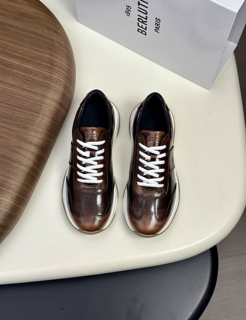 Berluti Embossed Logo Leather Casual Shoes
