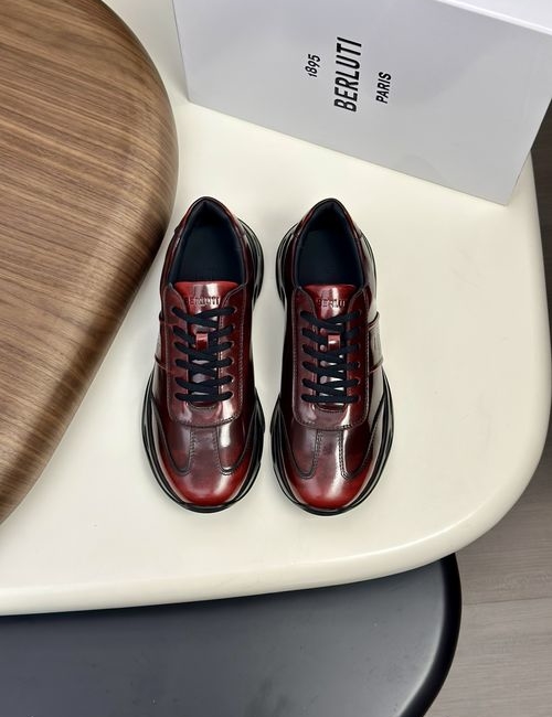 Berluti Embossed Logo Leather Casual Shoes