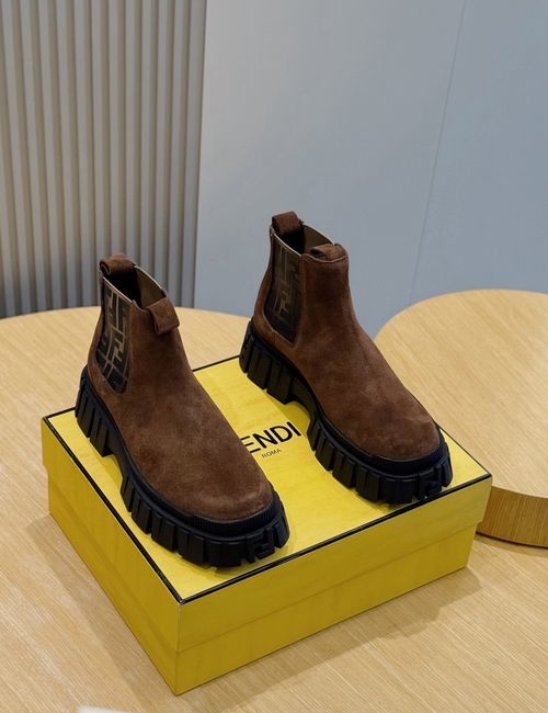Fendi Cowhide Ankle Boots With FF Details