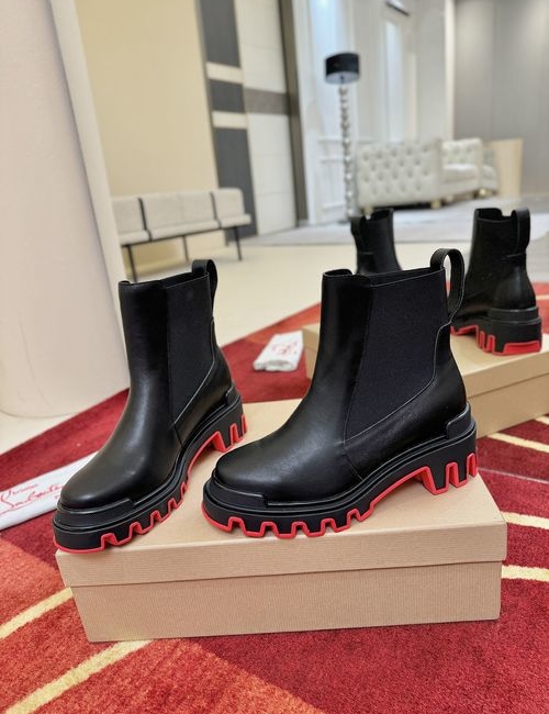 Christian Louboutin Large Tire Sole, Black Elastic Boots