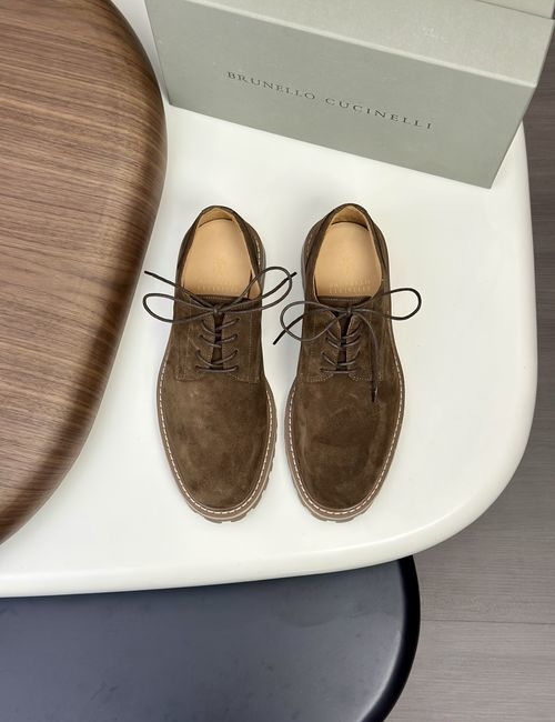 Brunello Cucinelli BC Suede Dress Leather Shoes Goodyear Craft