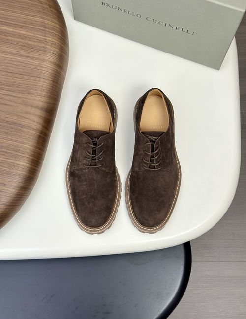 Brunello Cucinelli BC Suede Dress Leather Shoes Goodyear Craft