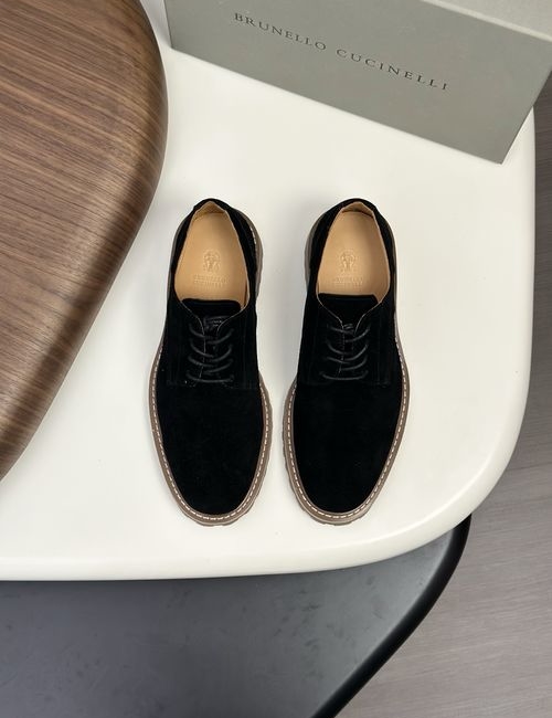Brunello Cucinelli BC Suede Dress Leather Shoes Goodyear Craft