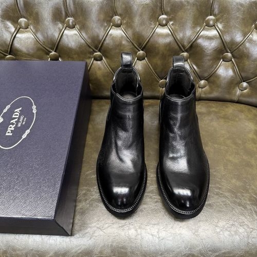 Prada Black Chelsea Leather Boots