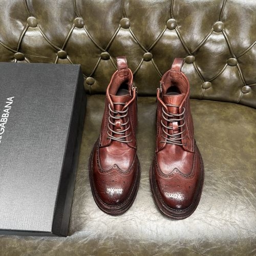 Dolce & Gabbana DG Washed Horse Leather Lace-up Boots