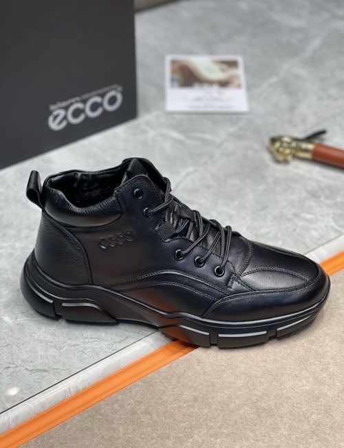Ecco High-top Casual Shoes Cowhide Wool Insole Shock-absorbing