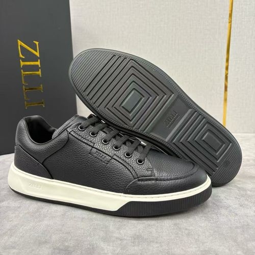 Zilli Stitched Leather Casual Sneakers