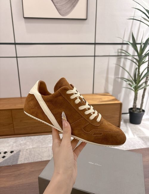 Rick Owens Full-grain Leather Retro Low-top Sneakers