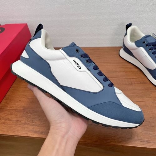 Hugo Boss Stitched Leather Sneakers With Rubber Sole
