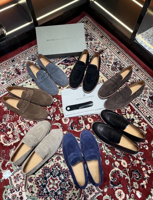 Brunello Cucinelli BC Suede Leather Loafers Horsebit Detail Durable Sole
