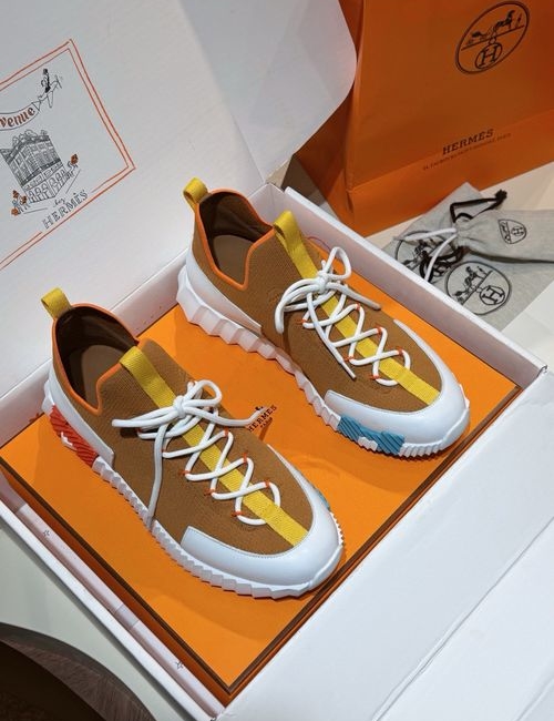 Hermes Bouning Casual Knit Leather Shoes