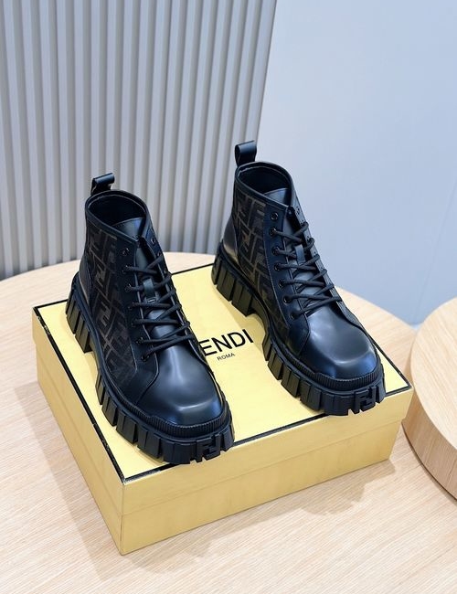 Fendi Force Lace-up Leather Shoes With TPU Sole