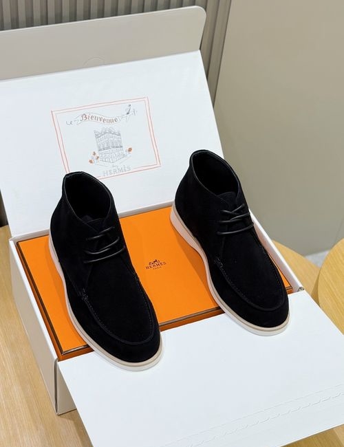 Hermes High-top Suede Goat Leather Casual Shoes