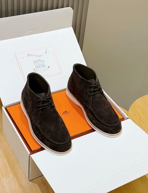 Hermes High-top Suede Goat Leather Casual Shoes