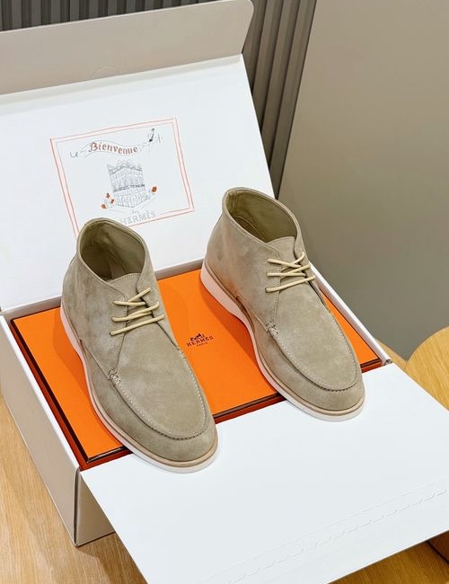 Hermes High-top Suede Goat Leather Casual Shoes