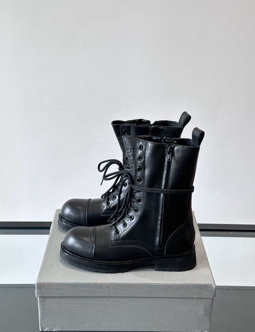Balenciaga Fold Over Buckle Leather Long Boots