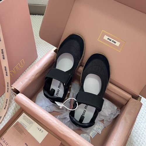 Miu Miu Velcro Platform Canvas Casual Sneakers