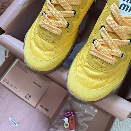 Miu Miu Velcro Canvas Sneakers With Rubber Sole