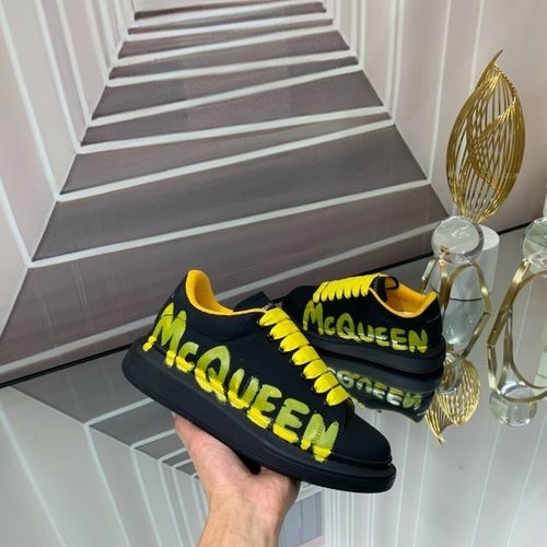 McQueen Graffiti Matte Silk Leather Sneakers