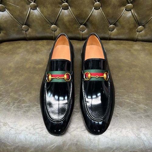 Gucci Classic Leather Dress Shoes With GG Detail