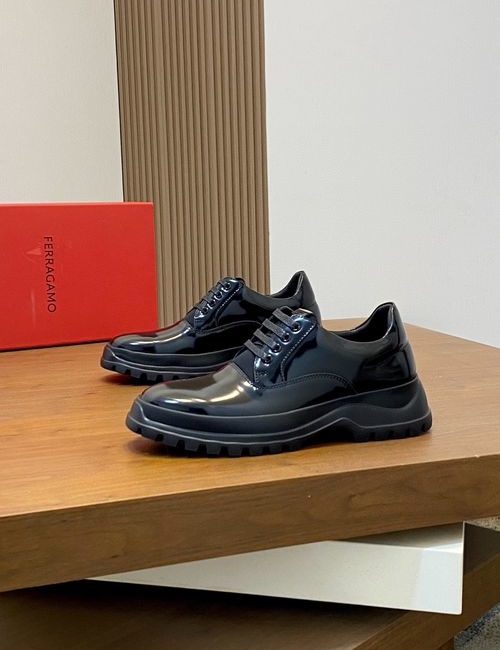 Ferragamo Premium Cowhide Casual Leather Shoes