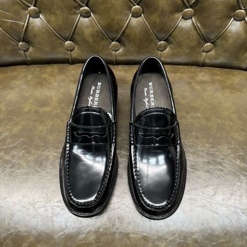 Burberry Genuine Leather Sole Stripe Detail Shoes