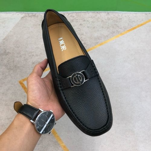 Christian Dior CD Grain Leather Driving Loafers