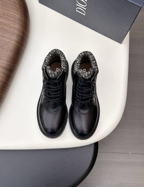 Christian Dior CD High-top Ankle Boots Matte Leather Rubber Sole