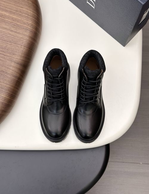 Christian Dior CD High-top Ankle Boots Matte Leather Rubber Sole