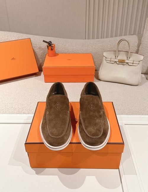 Hermes Suede Loafers With Leather Trim TPU Sole