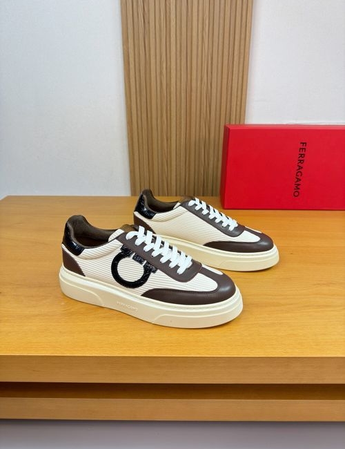 Ferragamo Premium Cowhide Casual Sneakers With TPU Soles