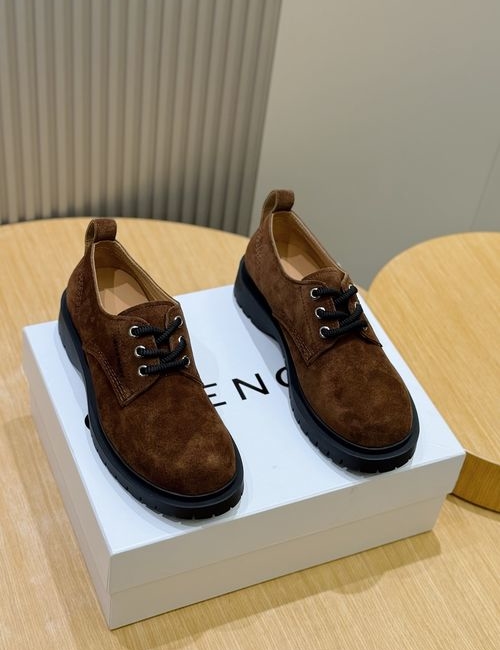 Givenchy Brushed Leather Derby Shoes With Thick Soles