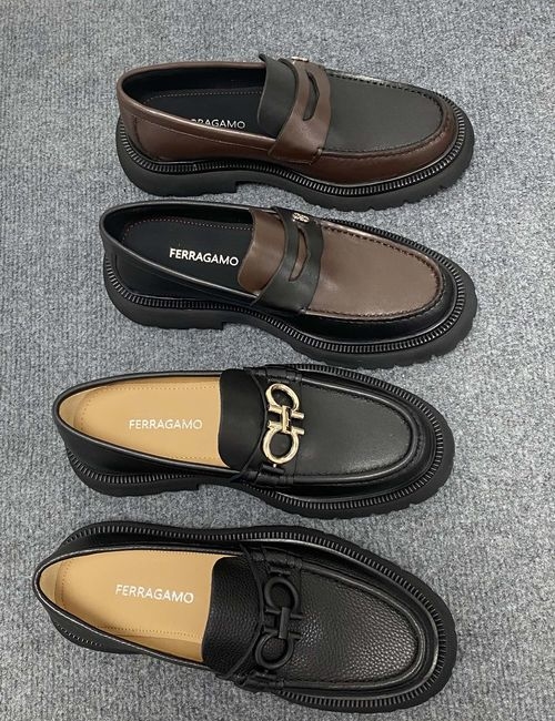 Ferragamo Cowhide Business Formal Leather Shoes