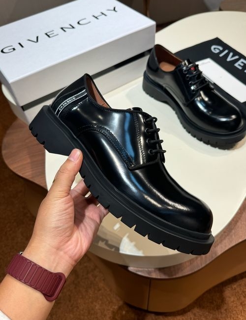 Givenchy Brushed Leather Derby Shoes With Thick Soles