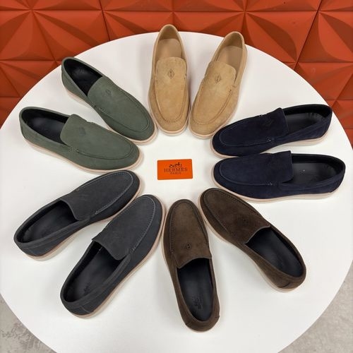 Hermes Suede Leather Loafers With H Diamant Detail