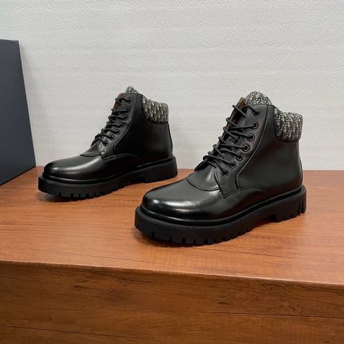 Christian Dior CD Robust Ankle Boots With Oblique Print Collar