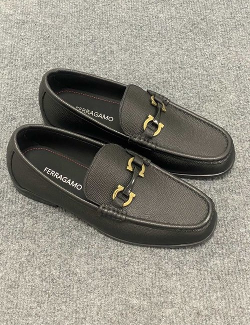 Ferragamo Genuine Leather Dress Shoes Flexible Rubber Sole