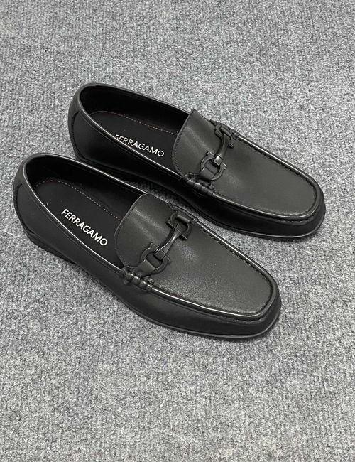 Ferragamo Genuine Leather Dress Shoes Flexible Rubber Sole