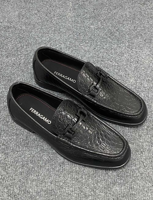 Ferragamo Genuine Leather Dress Shoes Flexible Rubber Sole