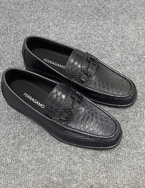 Ferragamo Genuine Leather Dress Shoes Flexible Rubber Sole