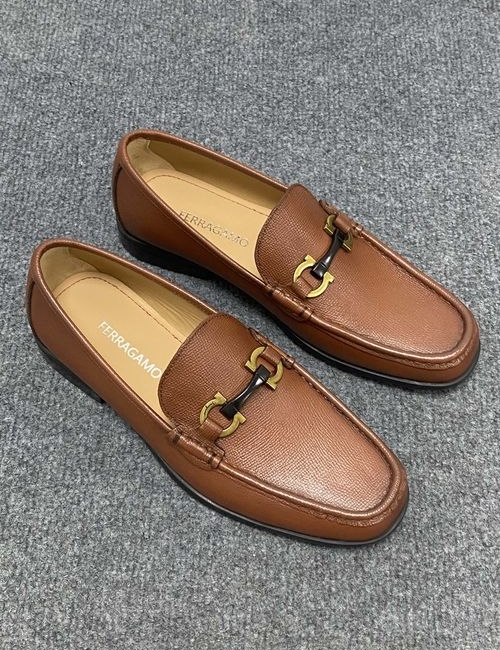 Ferragamo Genuine Leather Dress Shoes Flexible Rubber Sole